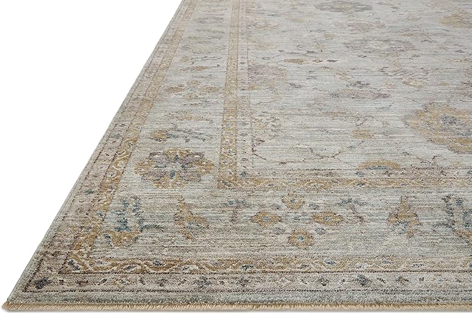 Loloi Magnolia Home by Joanna Gaines Millie Collection MIE-02 Sky/Gold 3'-6" x 5'-6", .25" Pile Height, Accent Rug