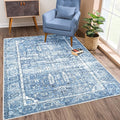 Bloom Rugs Washable Non-Slip 9' x 12' Rug - Blue Traditional Area Rug for Living Room, Bedroom, Dining Room, and Kitchen - Exact Size: 9' x 12'
