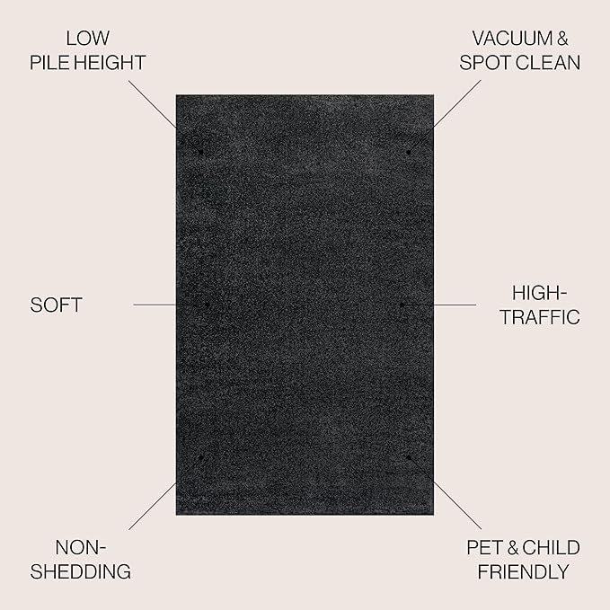 JONATHAN Y Haze Solid Low-Pile Black Indoor Area Rug 10x14, Coastal,Bohemian,Minimalist,Classic, Easy-Cleaning for Living Room,Bedroom,Kitchen,Pet Friendly,Non-Shedding (SEU100I-14)