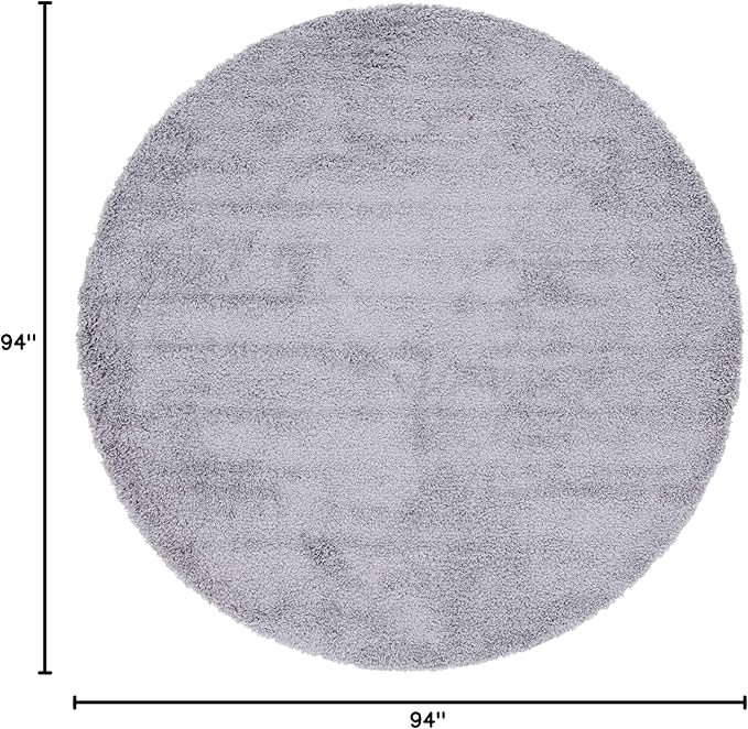 Unique Loom Davos Shag Collection Area Rug - Solid (7' 10" Round, Sterling)
