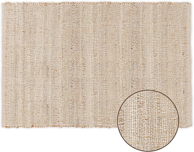 REDEARTH · Jute Cotton Area Rug - 6'x9' Rectangular Rug, Sustainable Handwoven, Non-Shedding, Soft & Durable – Reversible, Neutral Tones for Home Décor in Living Room, Dining Room, Bedroom