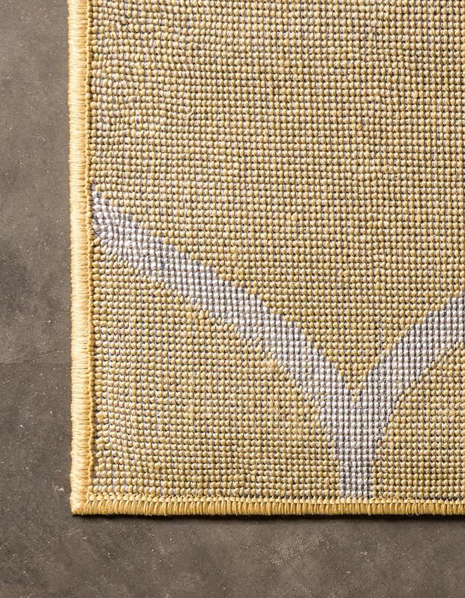 Rugs.com Lattice Frieze Collection Rug – 2' x 8' 8 Runner Yellow Medium Rug Perfect for Living Rooms, Large Dining Rooms, Open Floorplans