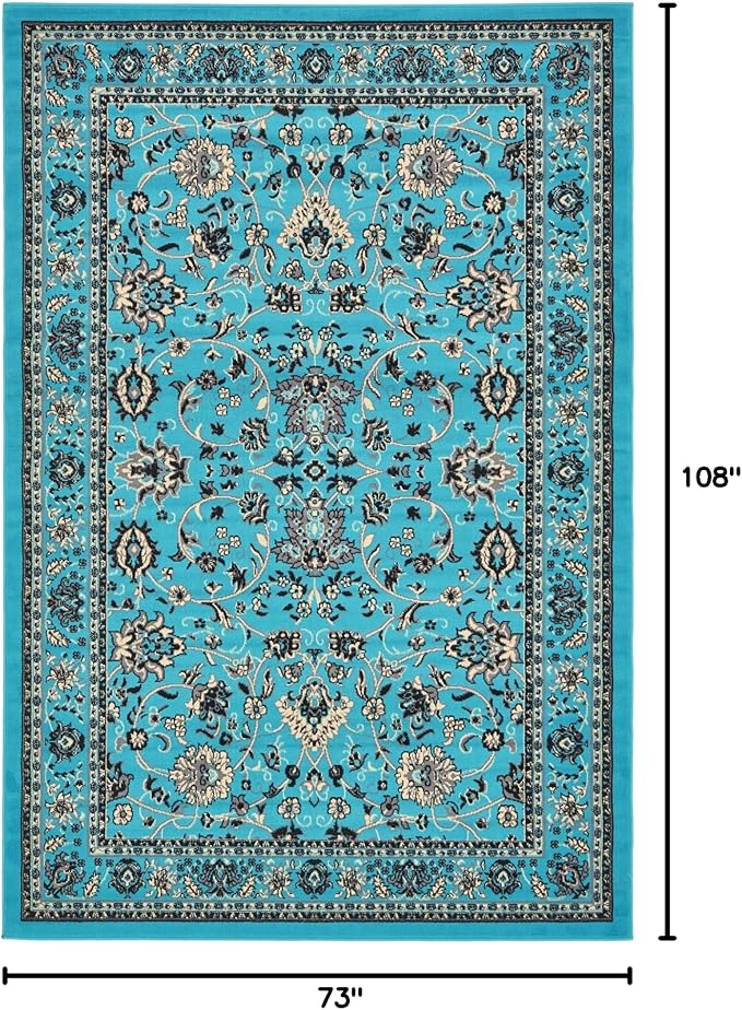Unique Loom Sialk Hill Collection Area Rug - Washington (6' 1" x 9' Rectangle Turquoise/Black)