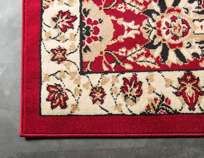 Unique Loom Espahan Collection Area Rug - Cape Cod (9'x 12' Rectangle, Red/ Beige)