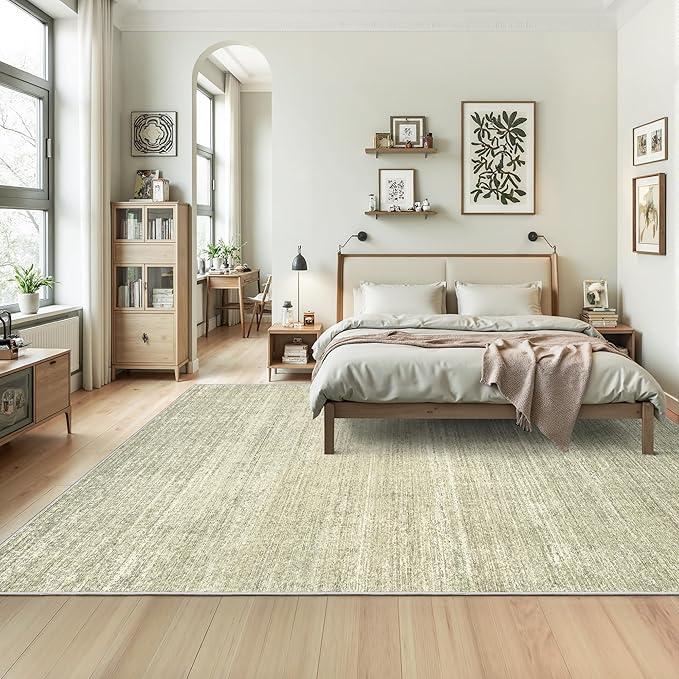 Valenrug Washable Rugs 4x6 - Stain Resistant 4x6 Area Rugs for Living Room, Non Slip Backing Printed Rugs for Bedroom, Folable Machine Washable Area Rug(4'x6', Green)