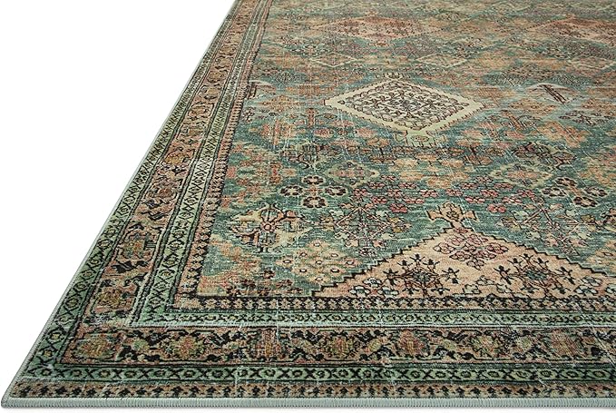 Loloi Magnolia Home by Joanna Gaines Sinclair Collection SIN-03 Turquoise/Multi 2'-3" x 11'-6", .25" Pile Height, Machine Washable, Runner Rug