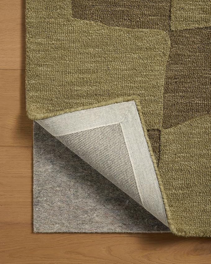 Loloi Leanne Ford Craven Collection CVN-03 Green/Olive 9'-3" x 13' Area Rug Checkered, Patterned, Neutral, Living Room, Bedroom, Dining Room