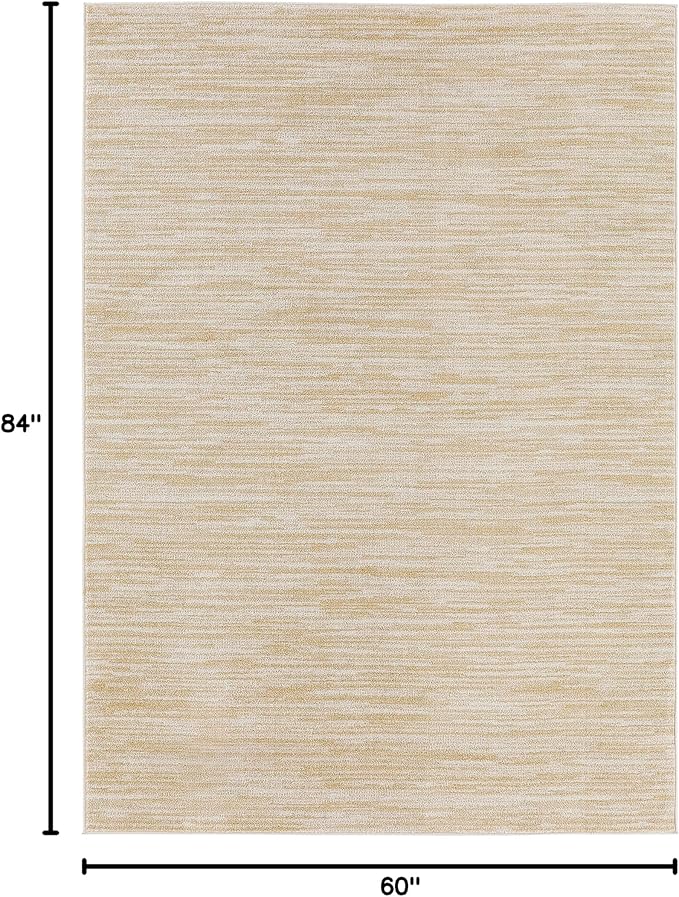 Nourison Home Nourison Essentials Ivory Gold 5' x 7' Area Rug - Easy Clean, Non Shedding, Bed Room, Living Room, Dining Room, Kitchen (5' x 7')