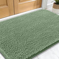 OLANLY Dog Door Mat for Muddy Paws 34x21, Absorbs Moisture and Dirt, Absorbent Non-Slip Washable Doormat, Quick Dry Chenille Mud Mat, Entry Indoor Entryway Carpet for Inside Floor, Olive Green