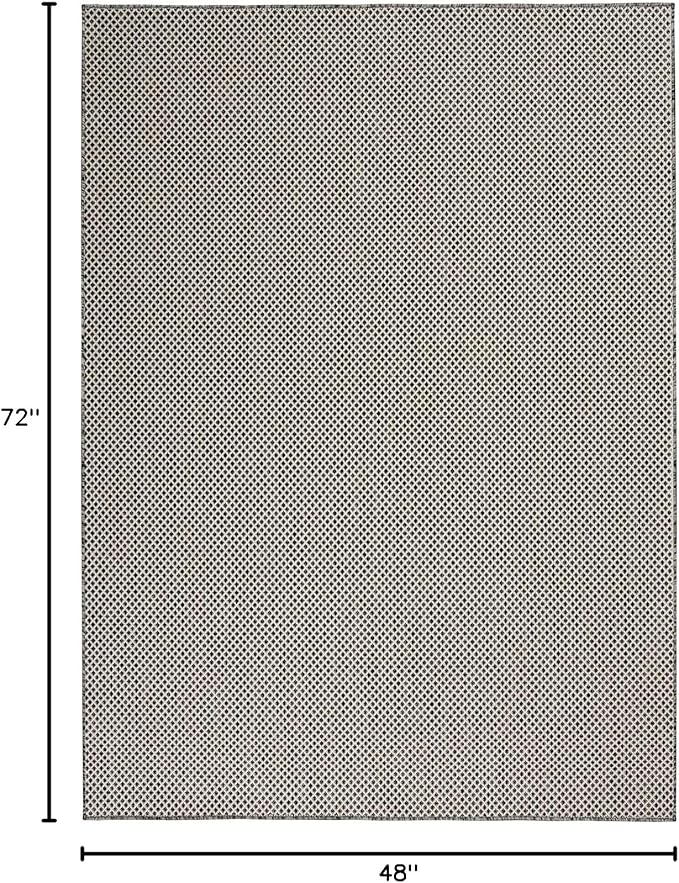Nourison Home Courtyard Ivory Charcoal 4' x 6' Area Rug - Easy Clean, Non Shedding, Bed Room, Living Room, Dining Room, Kitchen (4' x 6')