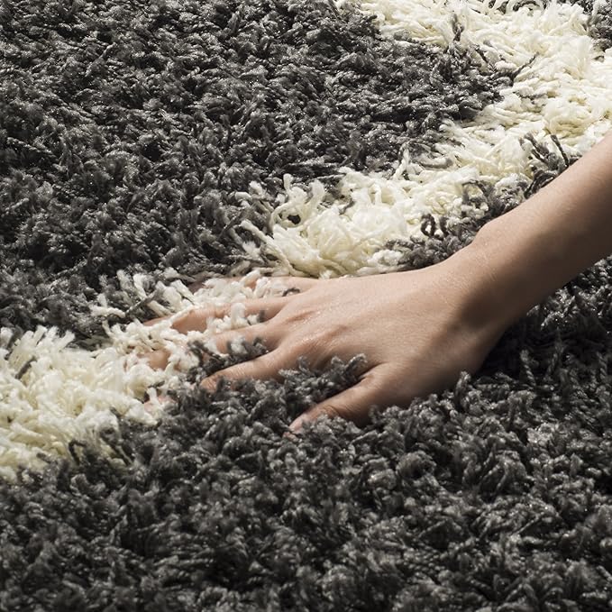 SAFAVIEH Dallas Shag Collection Runner Rug - 2'3" x 8', Dark Grey & Ivory, Trellis Design, Non-Shedding & Easy Care, 1.5-inch Thick Ideal for High Traffic Areas in Living Room, Bedroom (SGD257A)