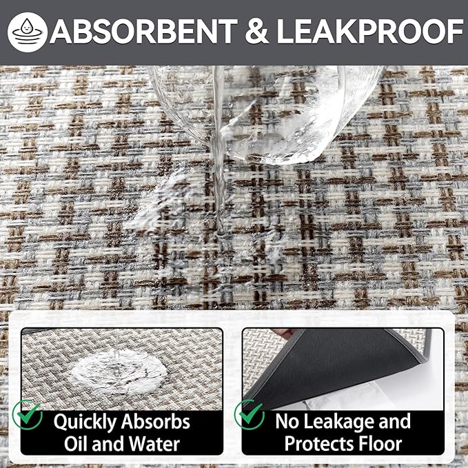 Door Mat 17"x30",Door Mat Indoor Entrance Dirt Resistant and Absorbent Non-Slip Rubber Backing Front Door Mats Washable Low-Profile Indoor Mats for Entryway, Inside Entrance Easy Clean Gray