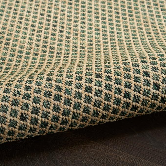 Nourison Home Courtyard Green 2' x 6' Area Rug - Easy Clean, Non Shedding, Bed Room, Living Room, Dining Room, Kitchen (6' Runner)