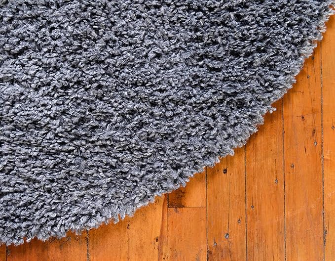 Unique Loom Davos Shag Collection Area Rug - Solid (3' 3" Round, Peppercorn)