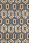 Dash & Albert Stowe Hand Micro Hooked Wool Rug, 3 X 5 Feet, Blue/Browns Geometric Pattern