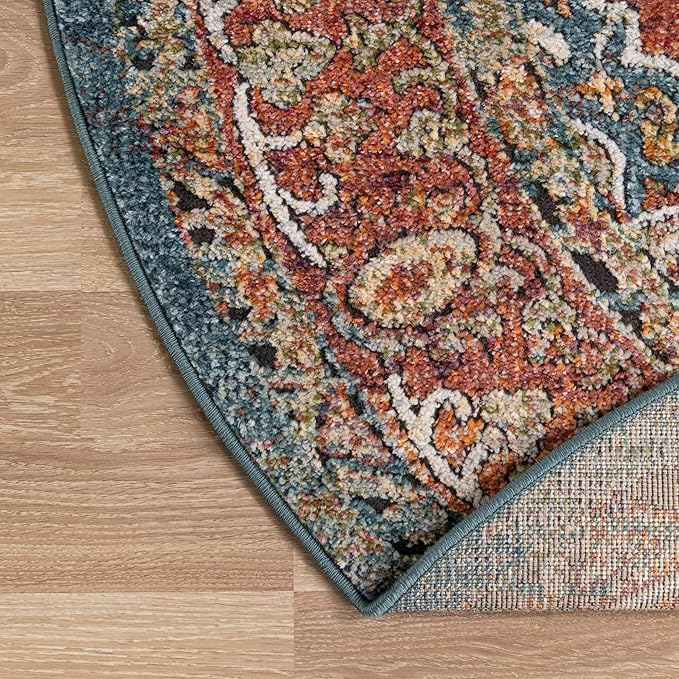 Unique Loom Isabella Collection Area Rug - Rossellini (5' 1" Round, Rust Red/ Beige)
