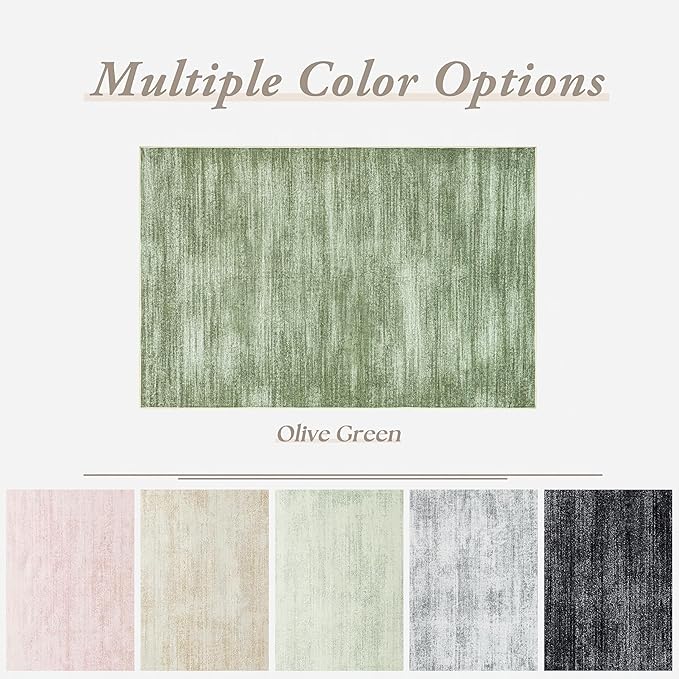 Olive Green Rug Runners for Hallways Non Slip Washable Neutral Abstract Minimalist Low Pile Floor Protector Carpet Hunter Green 3x8 Runner Rug for Laundry Room Kitchen