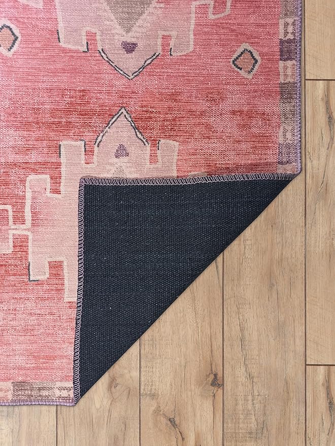 Fame Rugs Turkish Rug. Washable Vintage Oriental Antique Inspired Traditional Doormat Small Modern Area Rugs Luxury Entryway Entry Bedroom Bathroom Kitchen (379PP, 4'9 x 6'9)