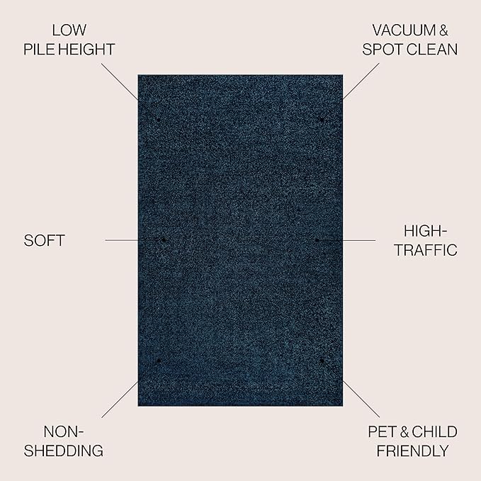 JONATHAN Y Haze Solid Low-Pile Navy Indoor Area Rug 10x14, Coastal,Bohemian,Minimalist,Classic, Easy-Cleaning for Living Room,Bedroom,Kitchen,Pet Friendly,Non-Shedding (SEU100C-14)