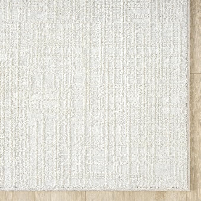 Abani Cream Area Rug - 4' x 6' - Living Room & Bedroom - Textured Weave Design - Indoor Use - Easy to Clean, Stain Resistant, Non-Shedding - Neutral Collection