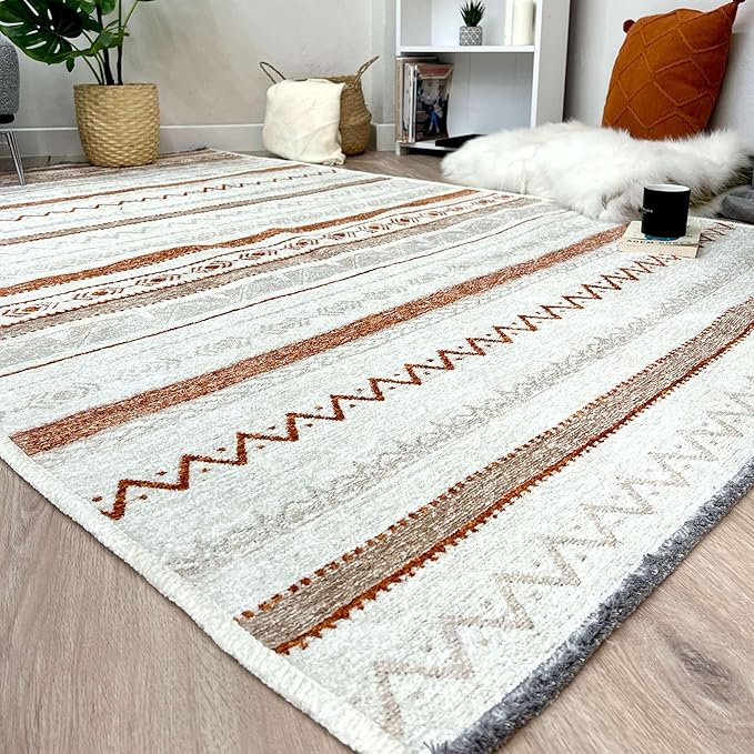 Alfa Rich 3x5 Beige Terracotta Washable Area Rugs for Living Room Bedroom Kitchen Cotton Runner