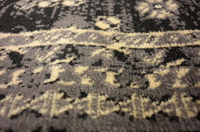 Unique Loom Taftan Collection Border Geometric Tribal Inspired Design Area Rug (2' 11 x 16' 5 Runner, Black/ Gray)