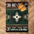 YHSF South West Native American Area Rug C318 - Easy Clean, Thick, Soft, Durable Native Tribal American Indian Inspired Rug for Bedroom/Living Room and More - Hunter Green, 5 ft 11 in x 8 ft 6 in