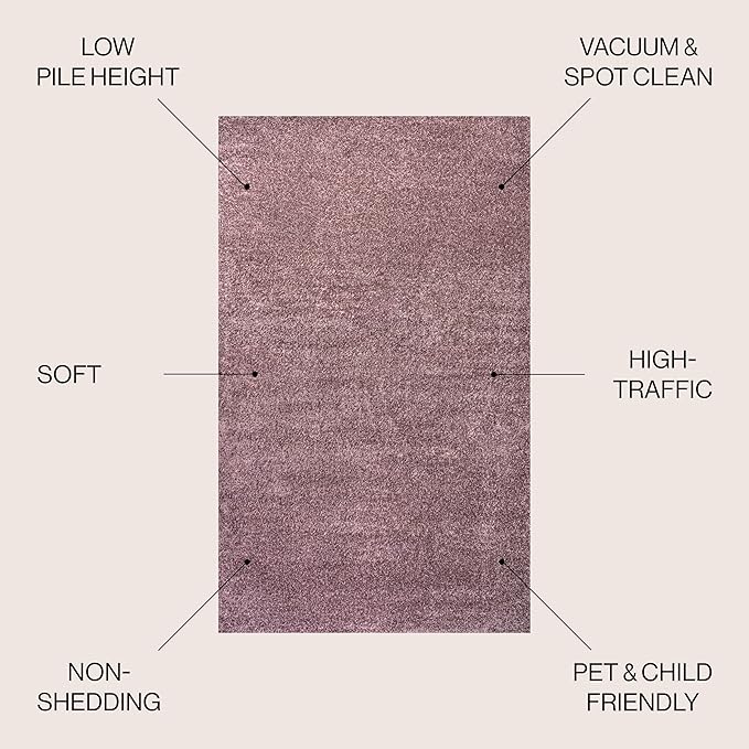 JONATHAN Y Haze Solid Low-Pile Light Purple 9x9 Square Indoor Area Rug, Coastal,Bohemian,Minimalist,Classic, Easy-Cleaning for Living Room,Bedroom,Kitchen,Pet Friendly,Non-Shedding (SEU100R-9SQ)