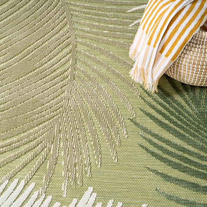 Nourison Home Suncoast Green 5'3" x 7'3" Area Rug - Easy Clean, Non Shedding, Bed Room, Living Room, Dining Room, Kitchen (5' x 7')