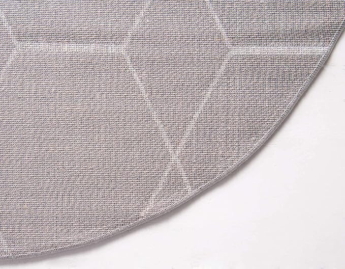 Unique Loom Trellis Frieze Collection Area Rug - Geometric (8' Round, Light Gray/ Ivory)