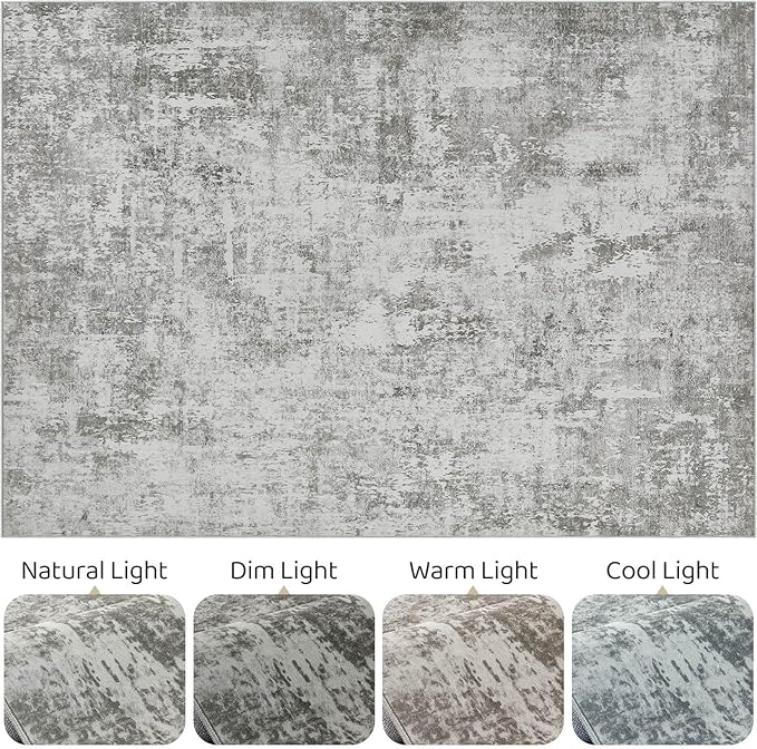 8x10 Area Rugs Living Room: Washable Large Abstract Neutral Modern Soft Rugs Stain Resistant Indoor Floor Non-Slip Accent Carpet for Bedroom Nursery Playroom Office Dining Room Home Decor- Greige