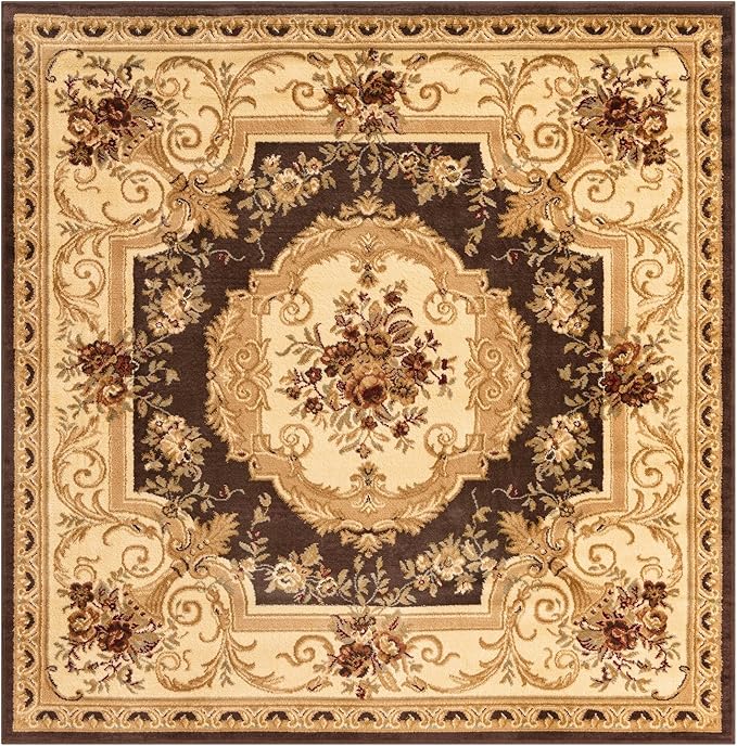 Rugs.com Chateau Collection Rug – 6 Ft Square Brown Medium Rug Perfect for Living Rooms, Kitchens, Entryways