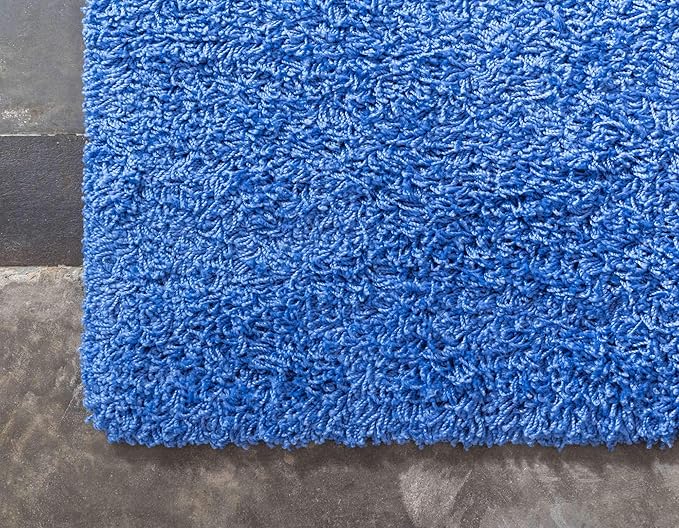 Unique Loom Solid Shag Collection Area Rug (8' x 10' Rectangle, Periwinkle Blue)
