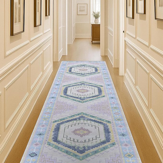 Fame Living Washable Area Rug. Modern Farmhouse. Vintage. Turkish. Bohemian. Distressed. Oriental. Traditional. Rugs for Living Room. Dining. Bedroom. Office. Entryway. Foyer. (856PBl, 2'5" x 4'9")
