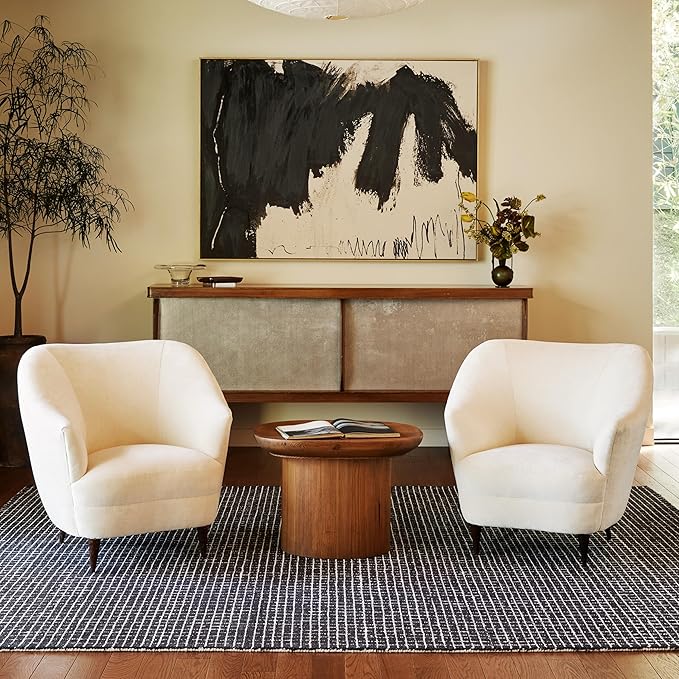 Rugs USA 5x8 Melrose Checked Wool Indoor Area Rug, Contemporary Farmhouse Charcoal/Ivory for Living Room, Bedroom, Office, Entryway, Hallway