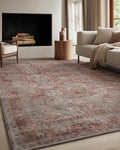 Kuden 8x10 Large Area Rug, Machine Washable Area Rug with Non-Slip Backing, Vintage Style, Soft, Easy Clean, Low Pile Rug for Living Room, Bedroom, Dining Room