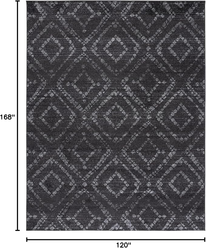 SAFAVIEH Adirondack Collection Area Rug - 10' x 14', Dark Grey & Grey, Modern Diamond Distressed Design, Non-Shedding & Easy Care, Ideal for High Traffic Areas in Living Room, Bedroom (ADR131F)