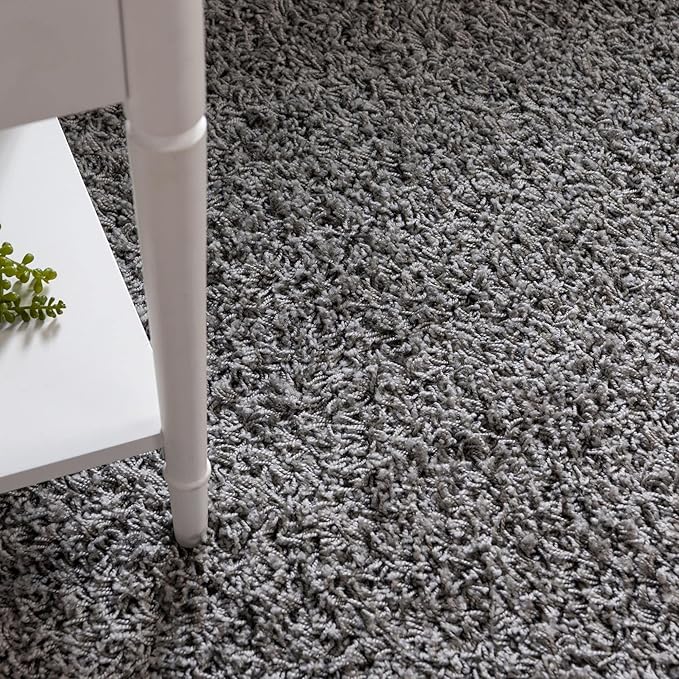 Unique Loom Solid Shag Collection Area Rug (8' x 10' Oval, Cloud Gray)