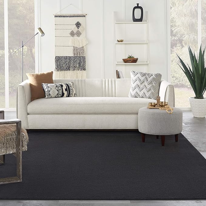 Nourison Home Nourison Essentials Black 7' x 10' Area Rug - Easy Clean, Non Shedding, Bed Room, Living Room, Dining Room, Kitchen (7' x 10')