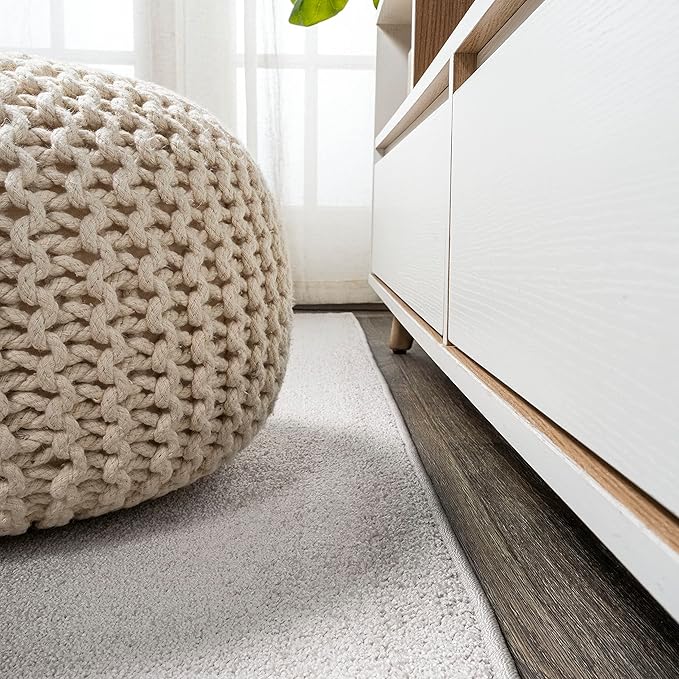 Eyely UES100D-210 Supersoft Haze Solid Low-Pile Indoor Runner Rug Casual;Contemporary;Solid;Traditional, Bedroom, Kitchen, Living Room, Easy-Cleaning, Non-Shedding, 2 X 10, Ivory