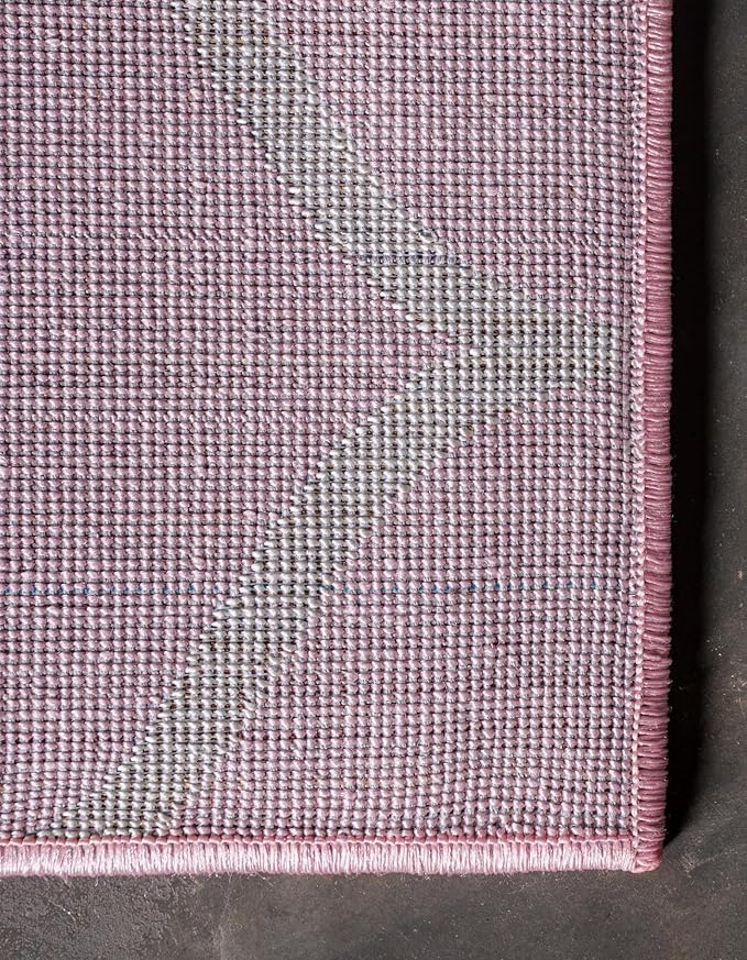 Rugs.com Lattice Frieze Collection Rug – 4' Square Light Pink Medium Rug Perfect for Living Rooms, Kitchens, Entryways