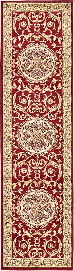 Unique Loom Versailles Collection Traditional Classic Medallion Floral Motif Area Rug (2' 7 x 10' 0 Runner, Burgundy/ Ivory)