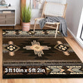 YHSF South West Native American Area Rug C318 - Easy Clean, Thick, Soft, Durable Native Tribal American Indian Inspired Rug for Bedroom/Living Room and More - Chocolate Brown, 3 ft 10 in x 5 ft 2 in