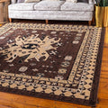 Unique Loom Taftan Collection Border Geometric Tribal Inspired Design Area Rug (8' 0 x 8' 0 Square, Brown/ Tan)