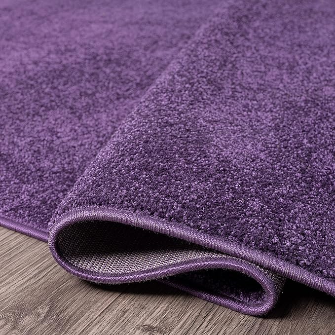 Eyely UES100N-6SQ Supersoft Haze Solid Low-Pile Indoor Area Rug, Coastal, Bohemian, Minimalist, Classic, Casual for Bedroom,Kitchen,Living Room,Non Shedding,Easy-Washing, Purple, 6' Square