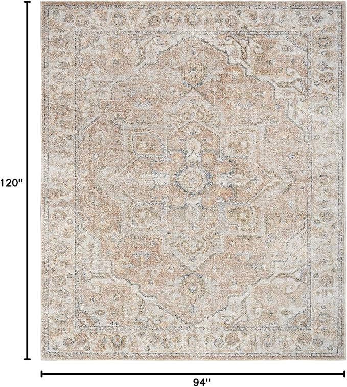 Nourison Home Astra Machine Washable Beige 7'10" x 10' Area Rug - Easy Clean, Non Shedding, Bed Room, Living Room, Dining Room, Kitchen (8' x 10')