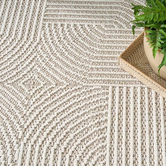Nourison Home Textured Home Beige Ivory 3'11" x 5'11" Area Rug - Easy Clean, Non Shedding, Bed Room, Living Room, Dining Room, Kitchen (4' x 6')