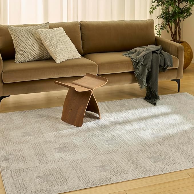 Nourison Home Nordic Ivory Beige 5' x 7' Area Rug - Easy Clean, Non Shedding, Bed Room, Living Room, Dining Room, Kitchen (5' x 7')