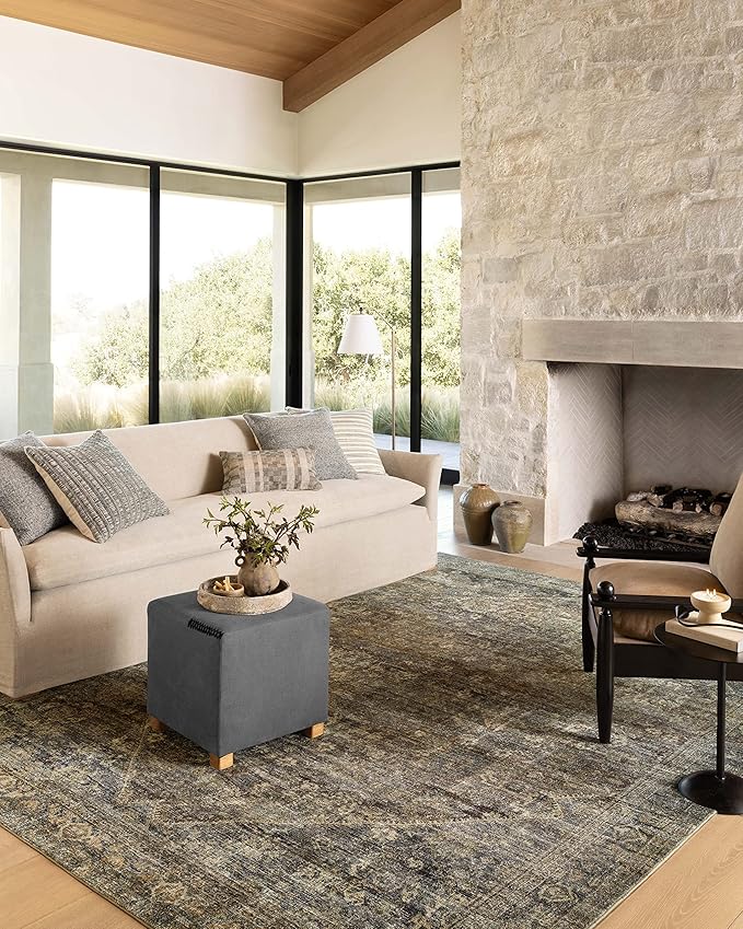 Loloi Amber Lewis Morgan Collection MOG-05 Spice/Lagoon 3'-6" x 5'-6" 38" Thick Accent Rug feat. CloudPile, Neutral, Room Décor, Vintage Inspired, Livingroom, Bedroom, Dining Area