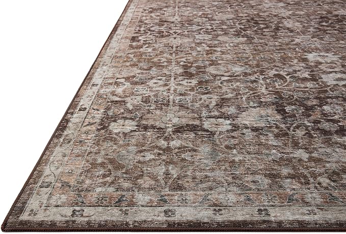 Loloi Amber Lewis Josie Collection JOS-02 Earth/Natural 6'-0" x 6'-0", .13" Pile Height, Low Profile, Machine Washable, Round Area Rug